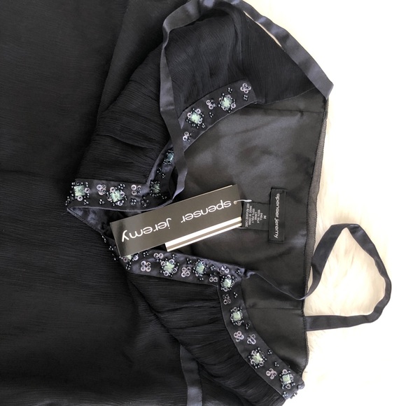 Navy Tank Top w/ Beading, size M - Picture 4 of 5